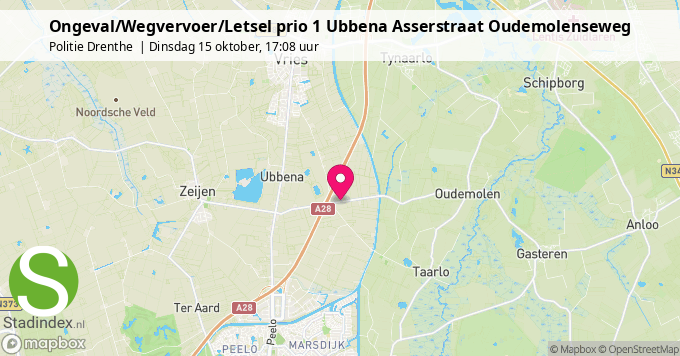 Ongeval/Wegvervoer/Letsel prio 1 Ubbena Asserstraat Oudemolenseweg