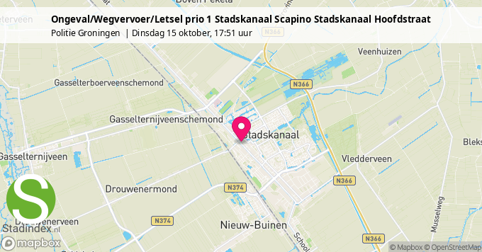 Ongeval/Wegvervoer/Letsel prio 1 Stadskanaal Scapino Stadskanaal Hoofdstraat