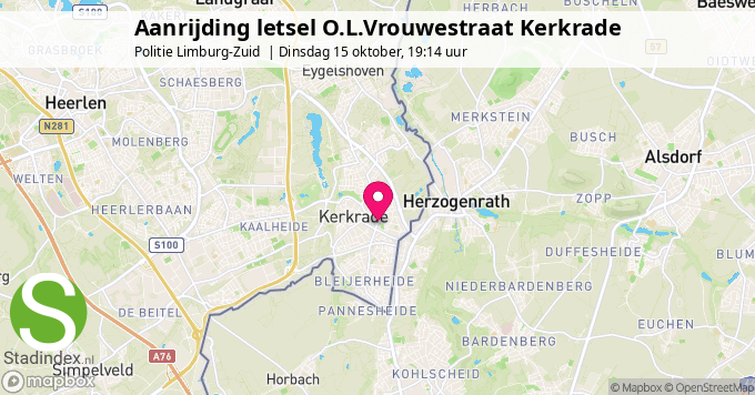 Aanrijding letsel O.L.Vrouwestraat Kerkrade