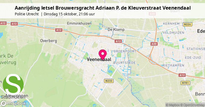 Aanrijding letsel Brouwersgracht Adriaan P. de Kleuverstraat Veenendaal