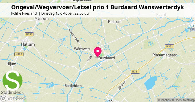 Ongeval/Wegvervoer/Letsel prio 1 Burdaard Wanswerterdyk