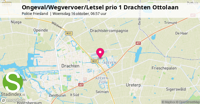 Ongeval/Wegvervoer/Letsel prio 1 Drachten Ottolaan