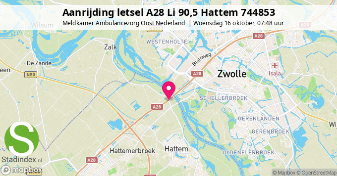 Aanrijding letsel A28 Li 90,5 Hattem 744853