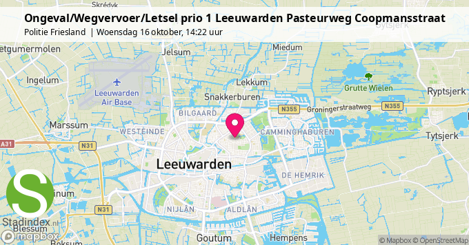 Ongeval/Wegvervoer/Letsel prio 1 Leeuwarden Pasteurweg Coopmansstraat