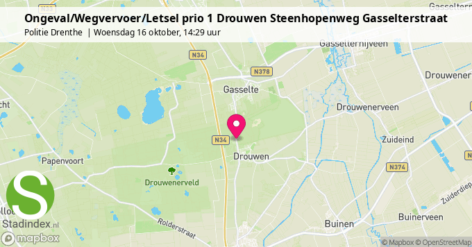 Ongeval/Wegvervoer/Letsel prio 1 Drouwen Steenhopenweg Gasselterstraat