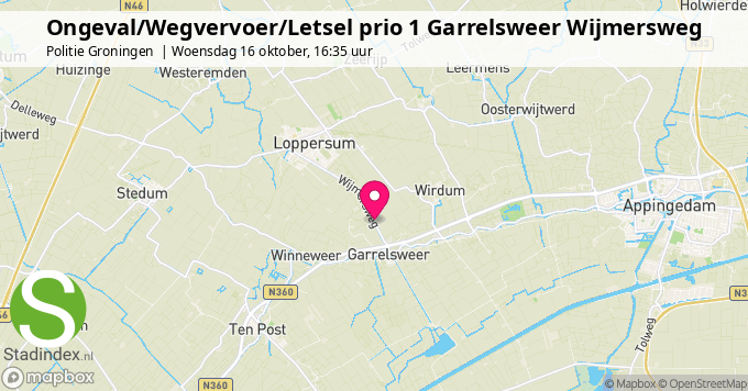 Ongeval/Wegvervoer/Letsel prio 1 Garrelsweer Wijmersweg