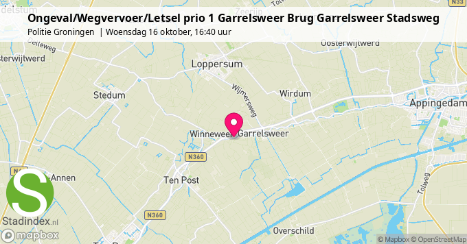 Ongeval/Wegvervoer/Letsel prio 1 Garrelsweer Brug Garrelsweer Stadsweg