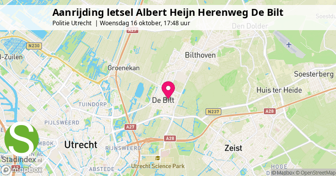 Aanrijding letsel Albert Heijn Herenweg De Bilt