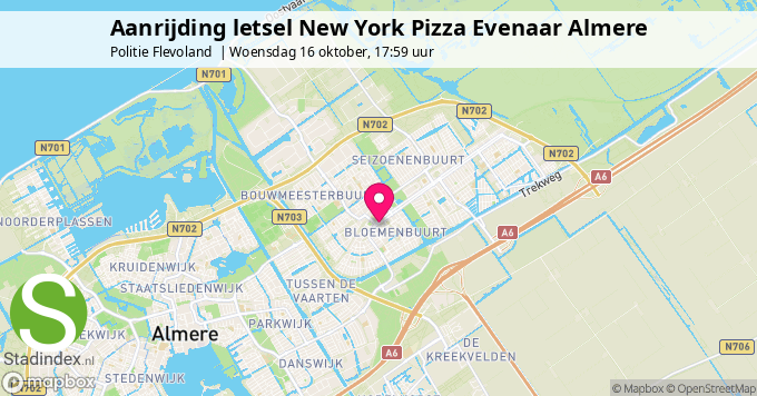 Aanrijding letsel New York Pizza Evenaar Almere