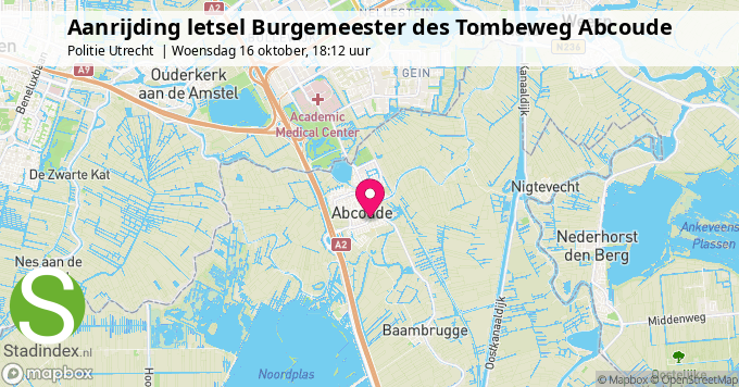 Aanrijding letsel Burgemeester des Tombeweg Abcoude