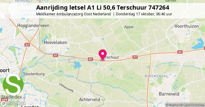 Aanrijding letsel A1 Li 50,6 Terschuur 747264