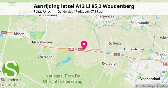 Aanrijding letsel A12 Li 85,2 Woudenberg