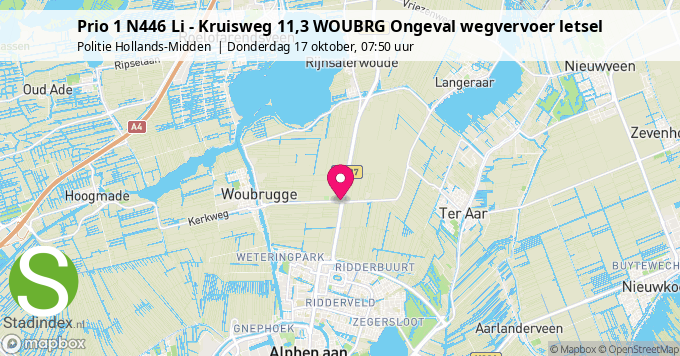 Prio 1 N446 Li - Kruisweg 11,3 WOUBRG Ongeval wegvervoer letsel