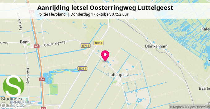 Aanrijding letsel Oosterringweg Luttelgeest