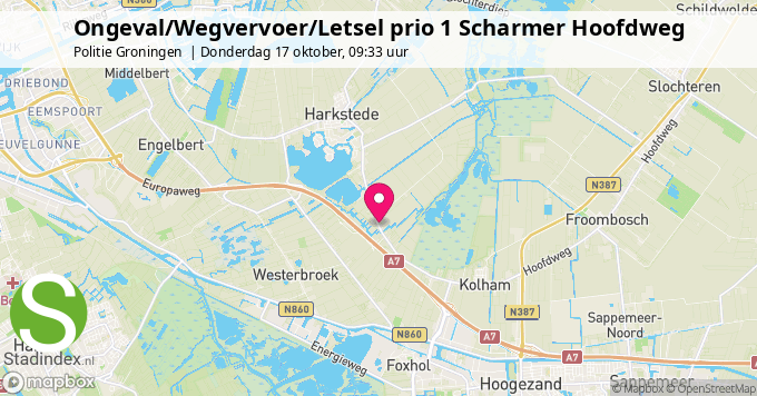 Ongeval/Wegvervoer/Letsel prio 1 Scharmer Hoofdweg