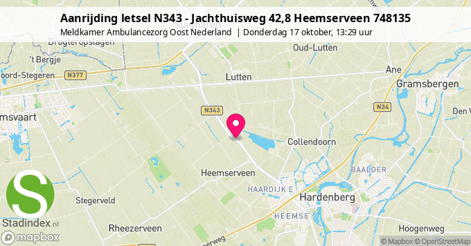 Aanrijding letsel N343 - Jachthuisweg 42,8 Heemserveen 748135