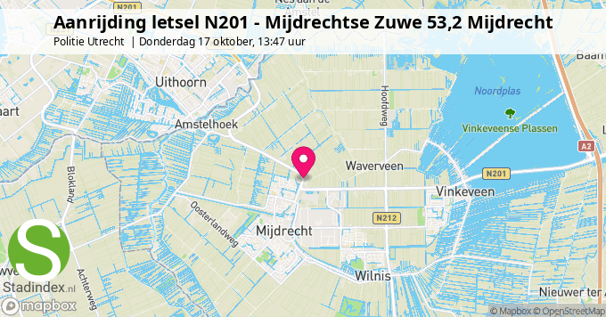 Aanrijding letsel N201 - Mijdrechtse Zuwe 53,2 Mijdrecht