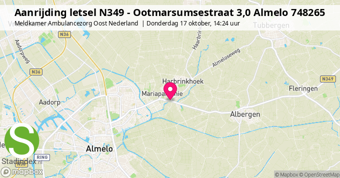 Aanrijding letsel N349 - Ootmarsumsestraat 3,0 Almelo 748265