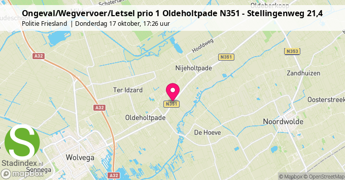 Ongeval/Wegvervoer/Letsel prio 1 Oldeholtpade N351 - Stellingenweg 21,4