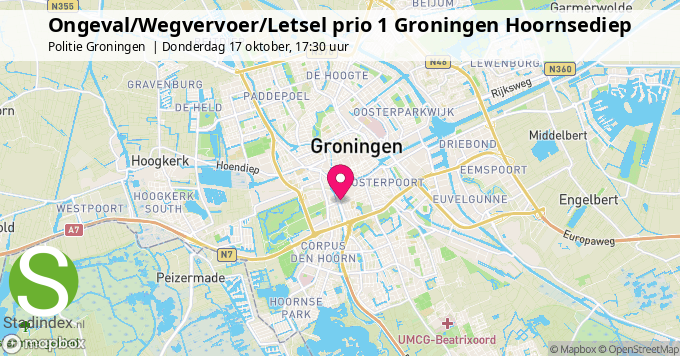 Ongeval/Wegvervoer/Letsel prio 1 Groningen Hoornsediep