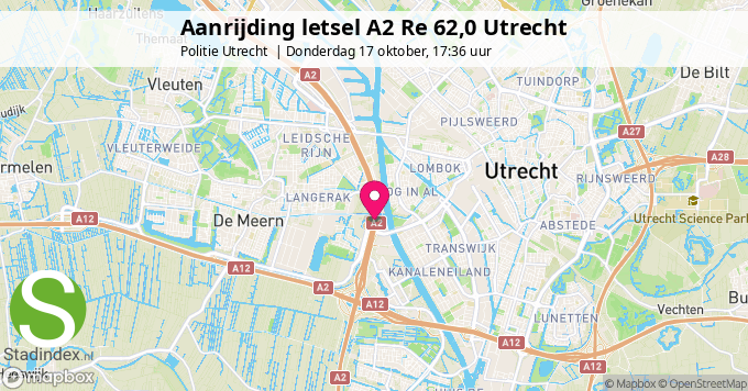 Aanrijding letsel A2 Re 62,0 Utrecht