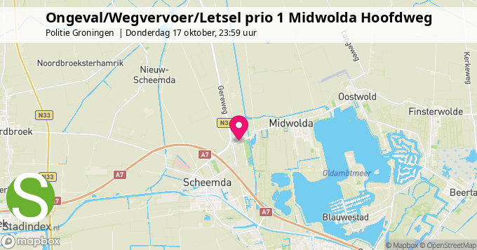 Ongeval/Wegvervoer/Letsel prio 1 Midwolda Hoofdweg