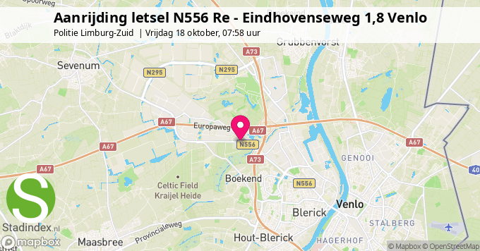 Aanrijding letsel N556 Re - Eindhovenseweg 1,8 Venlo