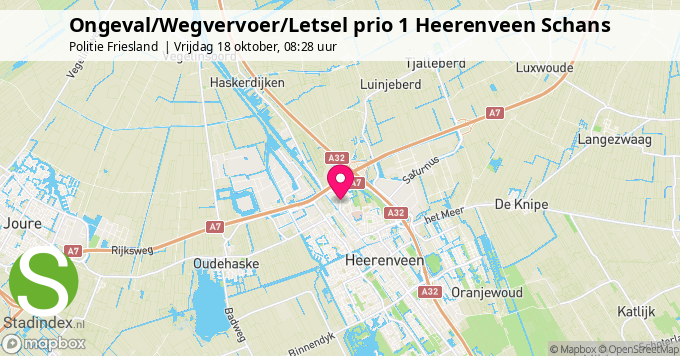 Ongeval/Wegvervoer/Letsel prio 1 Heerenveen Schans