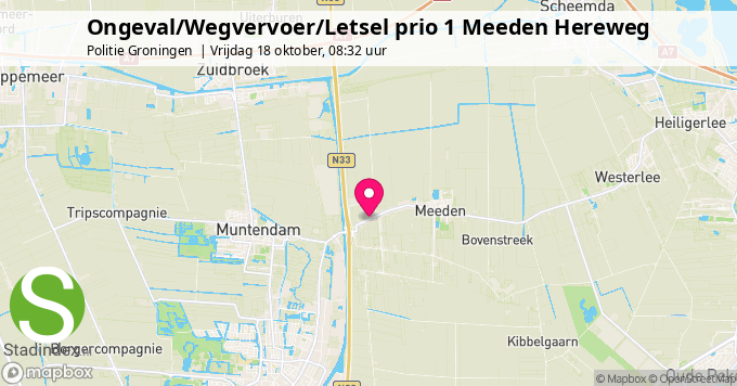 Ongeval/Wegvervoer/Letsel prio 1 Meeden Hereweg