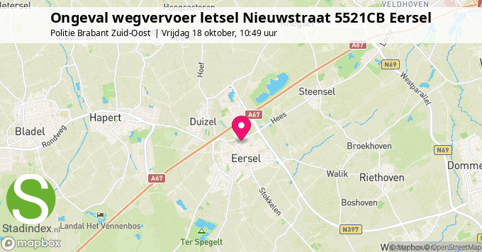 Ongeval wegvervoer letsel Nieuwstraat 5521CB Eersel