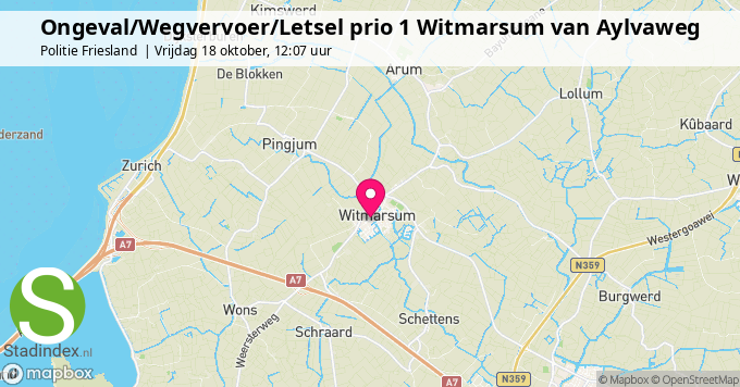 Ongeval/Wegvervoer/Letsel prio 1 Witmarsum van Aylvaweg