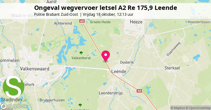 Ongeval wegvervoer letsel A2 Re 175,9 Leende