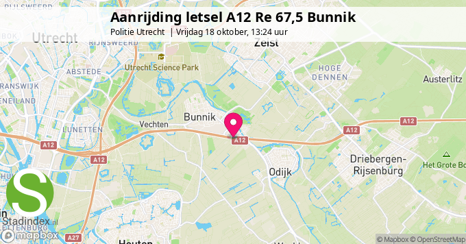 Aanrijding letsel A12 Re 67,5 Bunnik