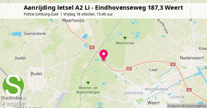 Aanrijding letsel A2 Li - Eindhovenseweg 187,3 Weert