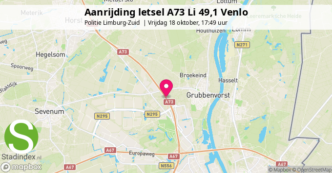 Aanrijding letsel A73 Li 49,1 Venlo