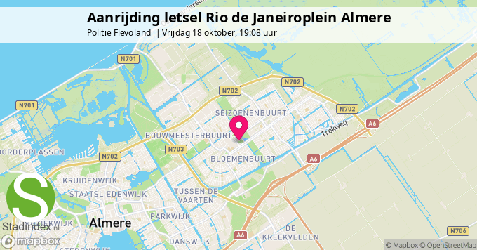 Aanrijding letsel Rio de Janeiroplein Almere