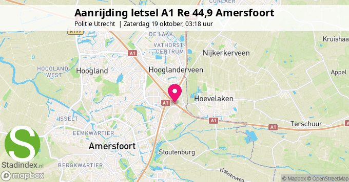 Aanrijding letsel A1 Re 44,9 Amersfoort