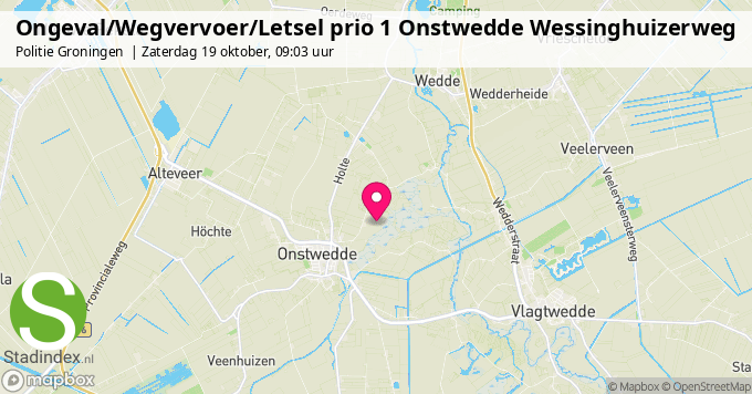 Ongeval/Wegvervoer/Letsel prio 1 Onstwedde Wessinghuizerweg