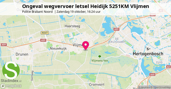 Ongeval wegvervoer letsel Heidijk 5251KM Vlijmen