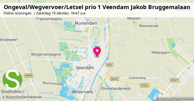 Ongeval/Wegvervoer/Letsel prio 1 Veendam Jakob Bruggemalaan