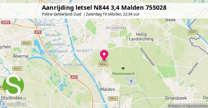 Aanrijding letsel N844 3,4 Malden 755028