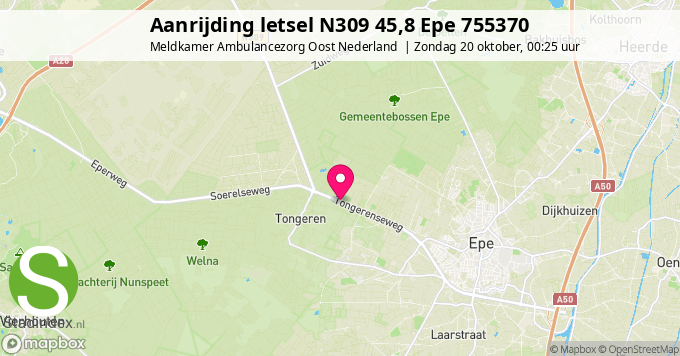 Aanrijding letsel N309 45,8 Epe 755370