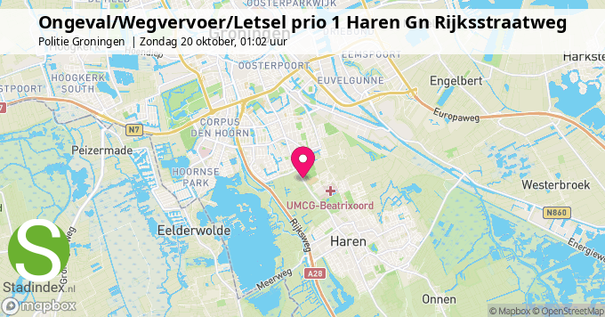 Ongeval/Wegvervoer/Letsel prio 1 Haren Gn Rijksstraatweg