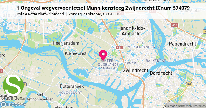 1 Ongeval wegvervoer letsel Munnikensteeg Zwijndrecht ICnum 574079