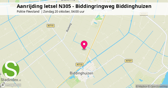 Aanrijding letsel N305 - Biddingringweg Biddinghuizen