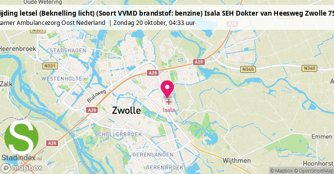 Aanrijding letsel (Beknelling licht) (Soort VVMD brandstof: benzine) Isala SEH Dokter van Heesweg Zwolle 755827