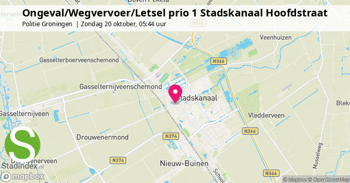 Ongeval/Wegvervoer/Letsel prio 1 Stadskanaal Hoofdstraat