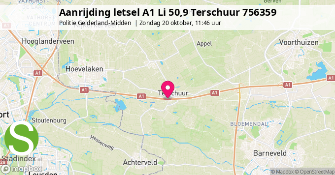 Aanrijding letsel A1 Li 50,9 Terschuur 756359