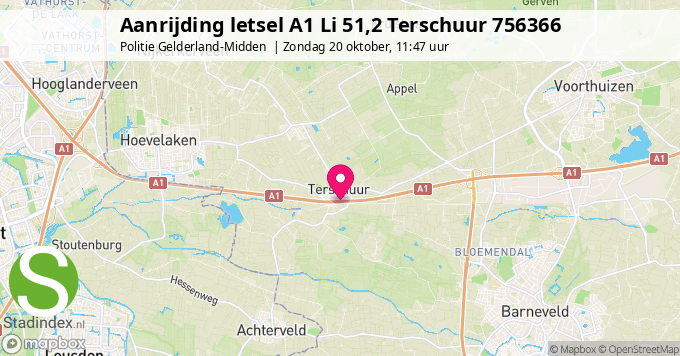 Aanrijding letsel A1 Li 51,2 Terschuur 756366