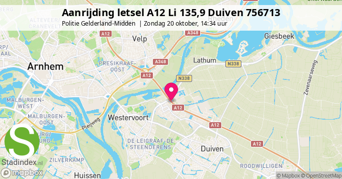 Aanrijding letsel A12 Li 135,9 Duiven 756713